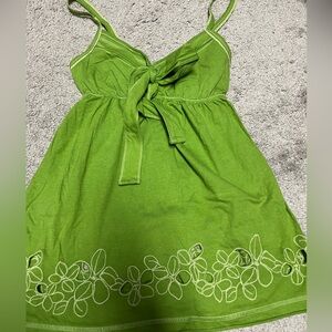 Green Sleeveless Top with Bow Detail